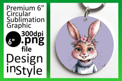 Vibrant Circle PNG Coaster Artwork , Cute Bunny Product Image 1