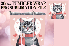 Timeless charm 20oz tumbler wrap, Valentines Cat Product Image 1