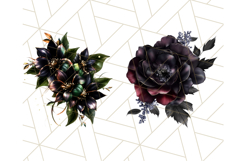 Gothic Floral PNG Bundle with Gold Trim Dark Bouquet Clipart Product Image 8