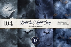 Bats Night Sky Pattern, Dark Gothic Bat Seamless Paper Product Image 1