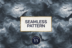 Bats Night Sky Pattern, Dark Gothic Bat Seamless Paper Product Image 3