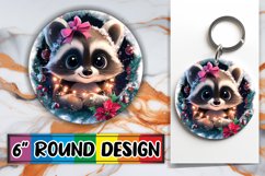 Stylish Round Design Keychain Artwork , Holiday Animals Product Image 1