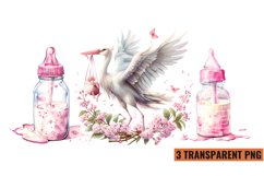 Watercolor Pink Baby Shower Clipart , PNG Product Image 1