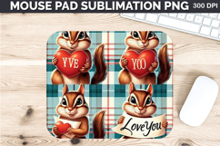 Watercolor Squirrel Mouse Pad Sublimation - Valentines PNG Product Image 1