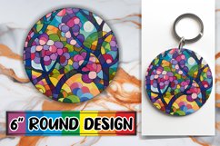 Vibrant Tree Stained Glass Design PNG Round Product Image 1