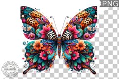 Vibrant Floral Butterfly Sublimation - Clipart PNG Design Product Image 1