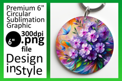 Whimsical Circle PNG Keychain Artwork , Flowers Product Image 1