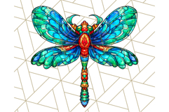 Stained Glass Dragonfly PNG Clipart, Bright Insects Clip Art Product Image 2