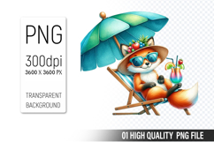 Summer Animals Clipart PNG Bundle, Watercolor Animals PNG Product Image 3