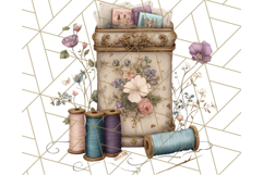 Vintage Cottagecore PNG Clipart, Phones Teacups Home Decor Product Image 2