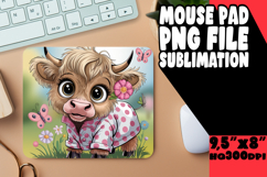 Cheerful Mouse Mat Sublimation PNG, Cute Cow Product Image 1