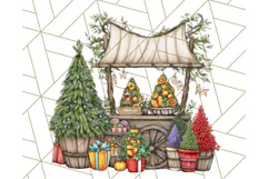 Cozy Christmas Market Stall Clipart PNG, Holiday Art Png Product Image 2