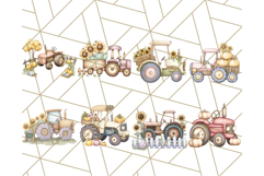 Fall Tractor Clipart PNG, Vintage Tractors With Pumpkins Product Image 6