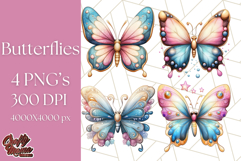 Jewel Toned Butterfly PNG Clipart, Vibrant Butterflies Product Image 1