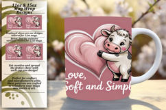ARTISTIC PNG for 11oz Mug Wrap , Cute Cow Product Image 1