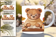 Unique 15oz Mug Wrap Png Artwork , Cute Bear Product Image 1