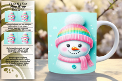 Bold 11oz Mug Wrap Png Artwork , Snowman Product Image 1