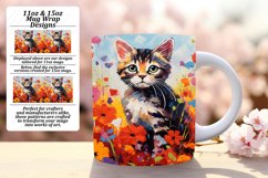 Sweet Kitty with Flowers Mug Wrap Design Product Image 1