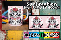 Vibrant colors 11oz 15oz sublimation wrap, Valentines Cat Product Image 1