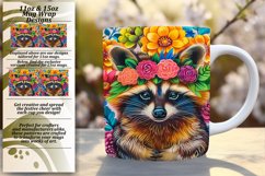 Colorful Raccoon &amp; Floral Mug Wrap Sublimation Product Image 1