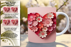 LUXE PNG Mug Wrap Design 15oz , Flowers Heart Product Image 1