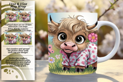 Chic 11oz Mug Wrap Png Design , Cute Cow Product Image 1