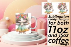 Whimsical Blossom Cat Mug Wrap - Spring Affection Product Image 1