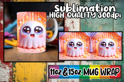 Unique memories 11oz 15oz sublimation wrap, 3D Cute Ghost Product Image 1