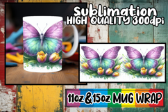 Sweet mornings 11oz 15oz mug wrap, Butterfly Product Image 1