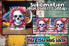 Unique charm 11oz 15oz sublimation wrap, Skull USA Product Image 1