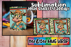 Vibrant hues 11oz 15oz mug wrap, Cute Cow Product Image 1