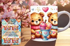 Charming 11oz Mug Wrap Png Design , Valentine Bear Product Image 1