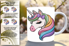 Joyful 15oz Mug Wrap Png Template , Unicorn Product Image 1