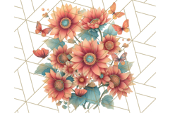 Sunflower and Butterfly PNG Clipart, Bright Jewel Tones Png Product Image 2