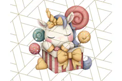 Cute Dessert Unicorn PNG Clipart with Cupcakes & Candies Product Image 2