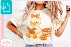 Book lover PNG design, Fall duck reading PNG design Product Image 1