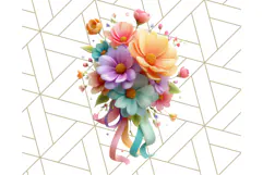 Pastel Flower Bouquet PNG Clipart, Elegant Floral Art Product Image 2