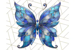 Stained Glass Butterfly PNG Colorful Clipart for Sublimation Product Image 2