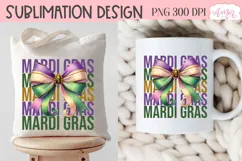 Mardi Gras PNG Sublimation design, Coquette Mardi gras shirt Product Image 5