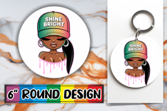Bright Circle Keychain Design PNG, Black Woman Product Image 1