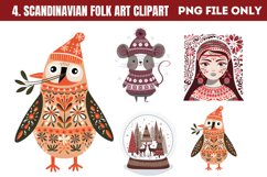 Scandinavian Folk Art Christmas Clipart PNG Product Image 1