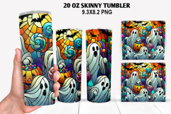 Ghost Skinny Tumbler 20oz Wrap Design, Halloween Tumbler PNG Product Image 1