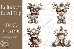 Homespun Christmas Reindeer Roadtrip PNG Clipart Product Image 1