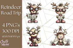 Homespun Christmas Reindeer Roadtrip PNG Clipart Product Image 1