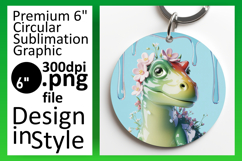Lovely Round Design for Keychains , Cute Dino Product Image 1
