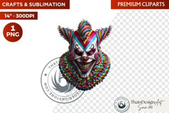 Horrific Evil Clown Clipart - Halloween Creepy Circus PNG Product Image 1