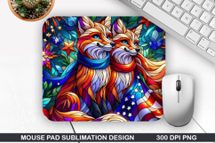 Fox Galaxy Mouse Pad Sublimation, 4th Of July Mouse Pad PNG Product Image 1