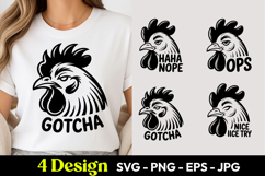 Rooster Gotcha Haha Nope SVG PNG Product Image 1