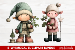 Whimsical Elf Clipart | Cute Christmas Elf PNG Illustration Product Image 1