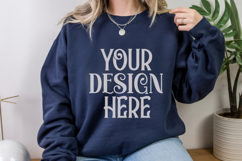 Navy Gildan 18000 Mockup, Sweatshirt Crewneck Mockups Product Image 1